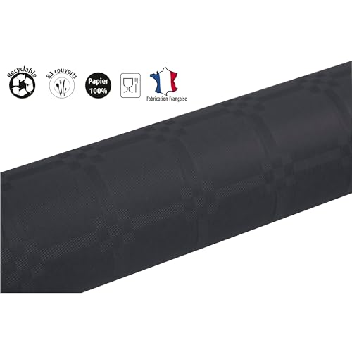 Pronappe Tischdecke R482534I Einweg-Tischdecke aus Damastpapier Länge 25m Breite 1,20m (pro Rolle) Farbe Schwarz Damastpapier mit schickem… – Ansicht 2