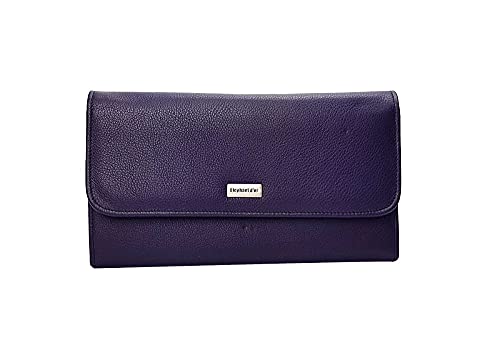 Portefeuille Femme Compagnon Tout-en-Un Cuir Mauve Porte Chéquier Monnaie Cartes