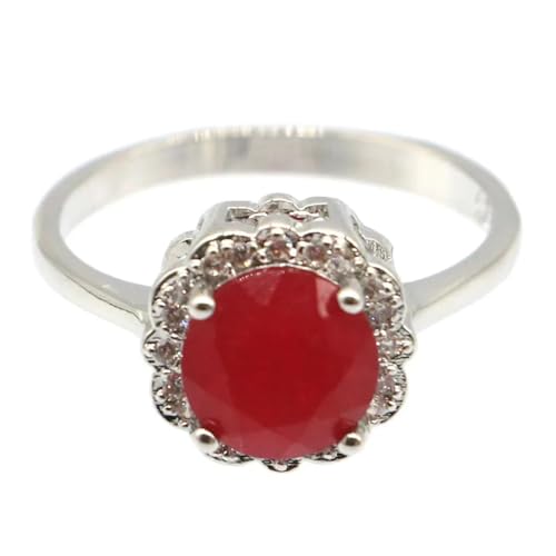 Bague bijoux femme en argent et rubis rouge 11x11 mm, l'éclat du prestige moderne