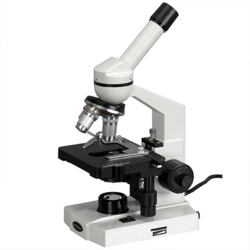 Image of AmScope M600B Compound Monocular Microscope, WF10x and WF20x Eyepieces, 40x-2000x Magnification, Brightfield, Tungsten Illumination, Abbe Condenser, Mechanical Stage, 110V