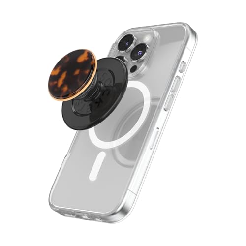 Image of PopSockets PopGrip for MagSafe, Magnetic Phone Grip & Stand, Swappable Top, Secure Grip for iPhone MagSafe Cases, Kickstand for Hands-Free Viewing, Wireless Charging Compatible - Tortoise