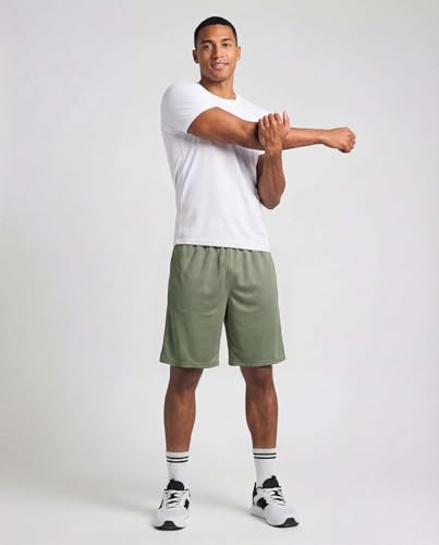Image of Real Essentials 5 Pack: Men's 9 inch Mesh Shorts - Athletic Gym, Workout, Basketball, Running, Casual Lounge Activewear Pockets