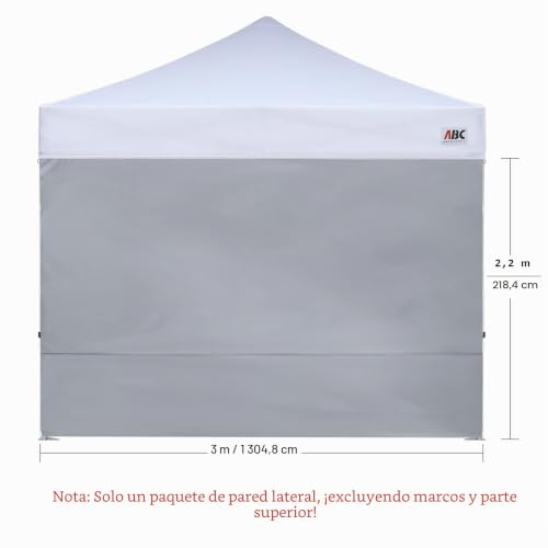Pared lateral de 3 x 3 m para carpa plegable, sustituye tu lona vieja con este panel gris 3