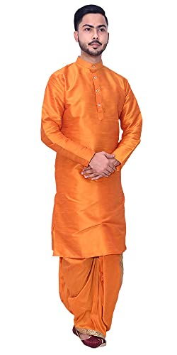 Image of Om Shubh Mangalam Men's Dupion Silk Fancy Dhoti Kurta Set