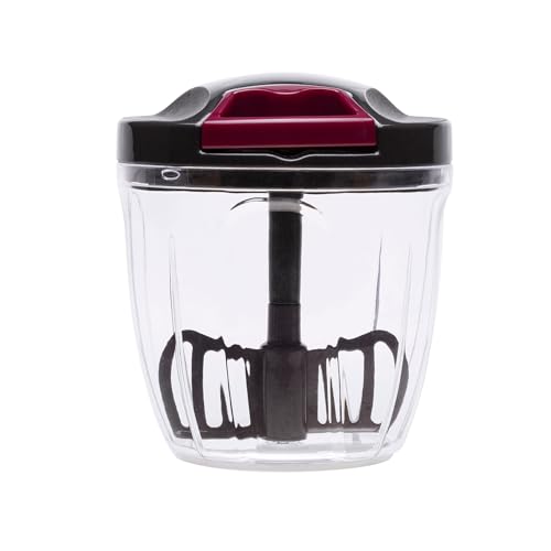 Miniatura 6 de JATA HOGAR HMAQ4506 - Picadora Manual con Cuerda 900 ml, Trituradora de Alimentos Multifunción, Picador de Verduras, Cebolla, Ajo y Frutos Secos, Batidora Manual para Salsas y Emulsiones, Libre BPA