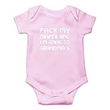 CBTwear Pack My Diaper Bag, I'm Going To Grandma's House - Funny One-piece Infant Baby Bodysuit (12 Months, Pink)