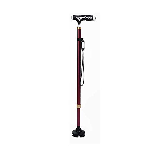 Bastón de Altura Ajustable con Masaje magnético y Tarjeta antipérdida, muletas Ligeras con Luces LED integradas, bastón Antideslizante – Hombre Mujer Ancianos Viajes Trekking Caminata