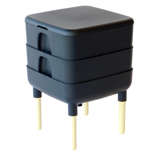 Image of FCMP Outdoor - The Essential Living Composter, 2-Tray Worm Vermicomposter Bin (HF-LC4000v2-BLK) Black