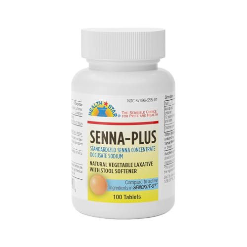 GeriCare Senna Plus Natural Vegetable Laxative with Stool Softener Docusate Sodium 50mg Sennosides 8.6mg 100 Count (Pack of 1)