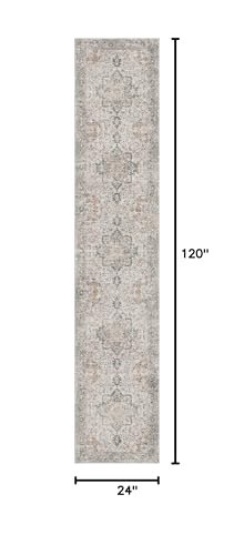 GENIMO Runner Rug 2x10 Machine Washable Non Slip Vintage Hallway Runner Rug, Low Pile Lightweight Rugs for Indoor Entryway, Hallway, Kitchen and Corridor, Light Taupe Brown