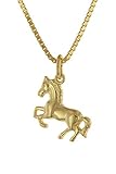 An der mit Gold beschichteten Mädchen-Halskette wirkt das Pferd ganz zauberhaft. Die Kinder-Kette ist ein Symbol tiefer Zuneigung und Liebe zu Pferden