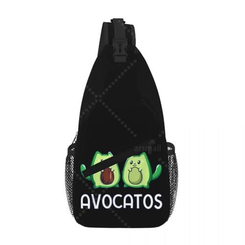 Avogato Avocado Katze Süße Vegane Katze Brusttaschen Crossbody Sling Bag Reise Wandern Sport Rucksack Casual Leichter Tagesrucksack