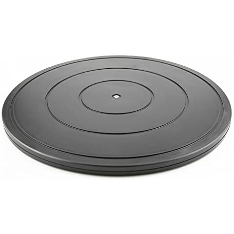 VOLCANOES CLUB 16 Inch Lazy Susan Turntable - Heavy Duty Rotating Swivel Steel Ball Bearings - Flat Base Stand for TV/Computer/Monitor/Arts/Crafts/Bonsai/Statue/Cabinet Organizer (Plastic&Black) Cover