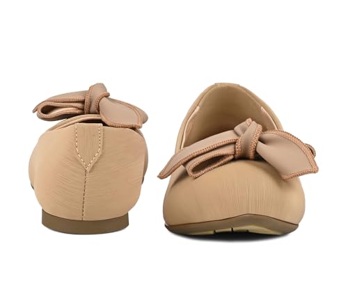 Image of LOUIS STITCH Women's Elegant Bow Ballerina Flats | Premium Closed-Toe Flat Sandals| Comfort Ballerina for Office & Everyday Style| LS-LDCF-012