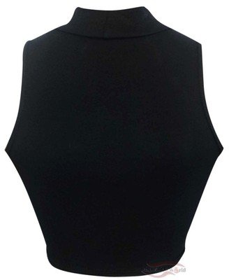 Crop top col roulé imprimé léopard sans manches coupe ajustée