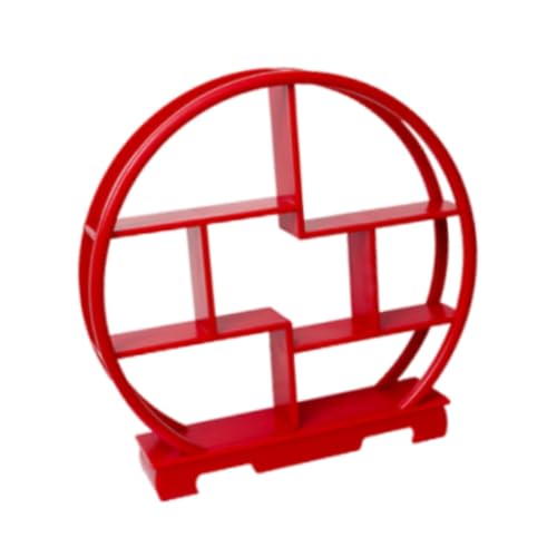 Wooden Dessert Display Shelf Figure Storage Rack Pantry Organizer Chinese Style Chinese Display Stand for Restaurant Desktop , red