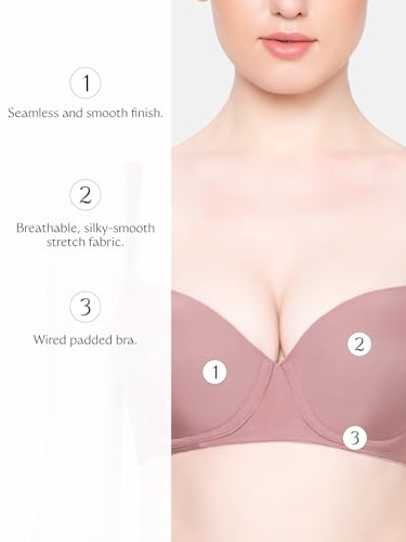 Image of Triumph T-Shirt Bra For Women Wired Padded Body Make-Up Series Seamless Everyday Lingerie Lycra Xtra Fine Breathable Fabric Second-Skin Smooth 3 /4 Cup Support Invisible Underwire Pack Of 1