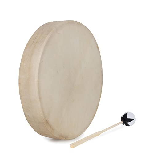 Classic Cantabile SD-16 Schamanentrommel 16' - Mit Ziegenfell bespannt - Durchmesser: 41 cm - Tiefe: 7 cm - Anregende Wirkung - Mit Haltevorrichtung - Inklusive Schlägel