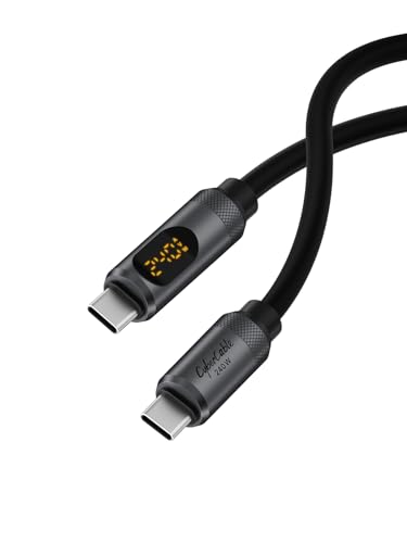 Hagibis USB C Cable, LED Display Silicone 240W Fast Charging Cable with 480Mbps Data Transfer, Type C Fast Charger for iPhone 17 16 15 Pro Max, iPad, MacBook Pro Air (Silver, 6.6FT)