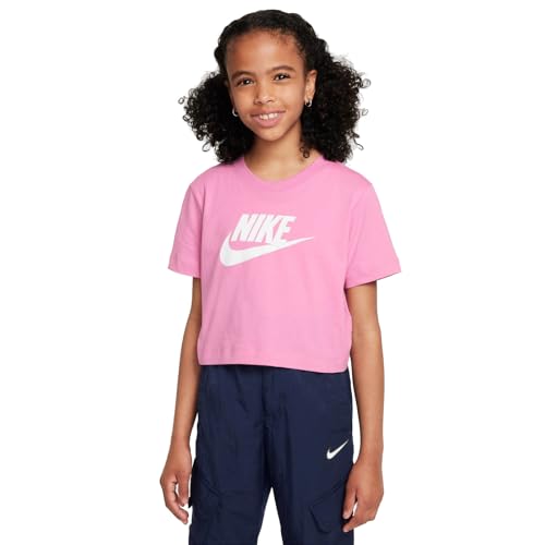 Nike Sportswear Big Kids' (Girls') Cropped T-Shirt (Magic Flamingo, FZ5548-646)