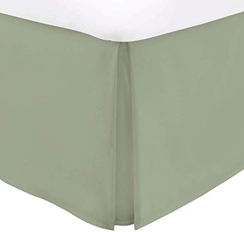 Crib Bed Skirt Pleated, 800 Thread Count 100% Egyptian Cotton, Nursery Crib Toddler (28" x 52" x 14") Bedding Skirts for Baby Boys or Girls, 14" Drop, Sage Solid