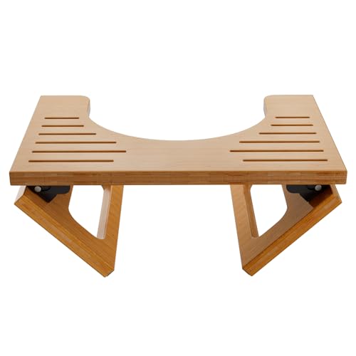 Image of AmazerBath 7 Inches Bamboo Toilet Stool Squat for Adults, Collapsible Poop Stool for Bathroom, Potty Step Stool with Non-Slip Strip, Improve Bathroom Posture and Comfort, Dark Wood Color
