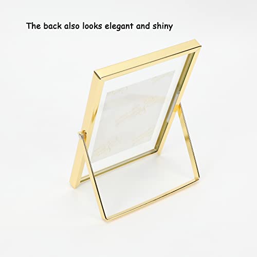Ahago Floating Picture Frame (Gold, 4"X6") , For Multiple Photo Sizes (3X5, 2X3, 1X2), Vertical Adjustable Tabletop/Shelf Photo Frame, Classy Gift Choice For Father's And Children's Day, Home Or Wedding Decoration #TOP3