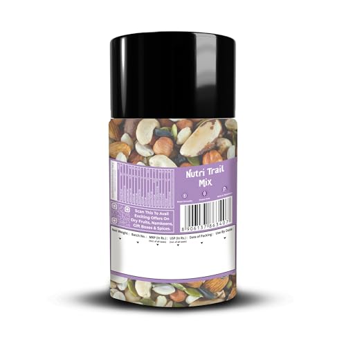 Image of MEVABITE Nutri Superfood Healthy Trail Mix 200g - Mixed Roasted Almond, Seeds Flax, Pumpkin, Sunflower | Dried Black Currant, Cashew, Cranberries with Black Raisins and Cherry | Healthy Snack