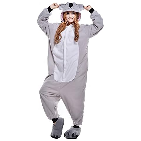 NEWCOSPLAY Unisex Adult Animal One-Piece Pajamas Plushed Halloween Soft Costume (Grey Koala, m) Cover