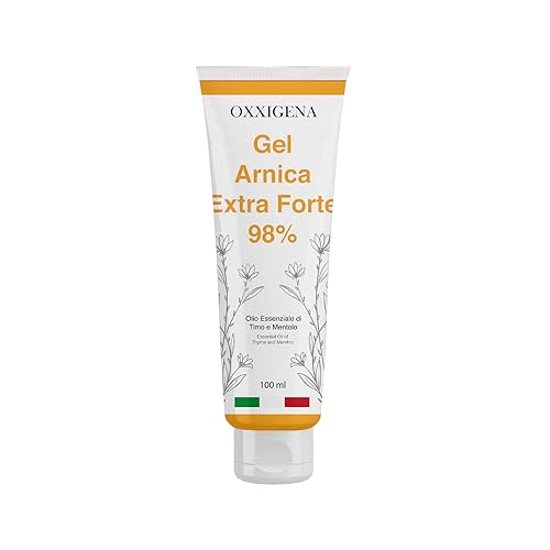 Oxxigena - Gel Arnica Extra Fuerte 98%, con Acción Calmante y Balsámica, con Agregado de Aceite Esencial de Tomillo y Mentol, Absorción Rápida, 100 ml