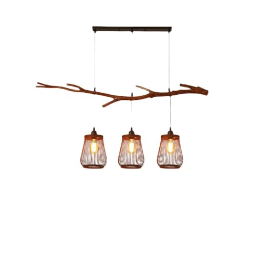 Lustre multi-tête fait main en bambou créatif et moderne pour salle à manger