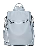 Telena Backpack Purse for Women, PU Leather Anti Theft Travel Purse Shoulder Bags with Tassel Dusty Blue