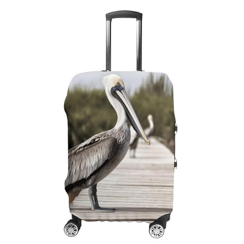 Suitcase Covers for Luggage Washable Luggage Cover Pelican On Wood Bridge Luggages Wheel Covers Elastic Travel Carry On Suitcase Cover Travel Luggages Protector Sleeve Fit 29-32 Inch M