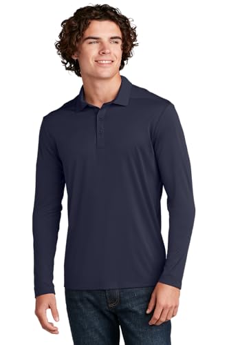 SPORT-TEK Unisex Posi-UV Pro Long Sleeve Polo | Classic Fit Collared Shirt for Men & Women, UPF 50 Protection for Wear & Work