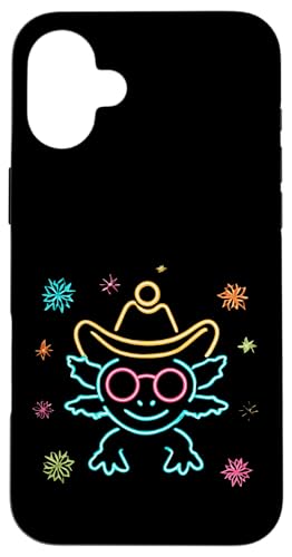 Cowboy Axolotl �t�F�C�X ���E���h ���K�l �E�F�X�^�� �O���t�B�b�N �s���N �N�[�� �X�}�z�P�[�X iPhone 16 Plus �p