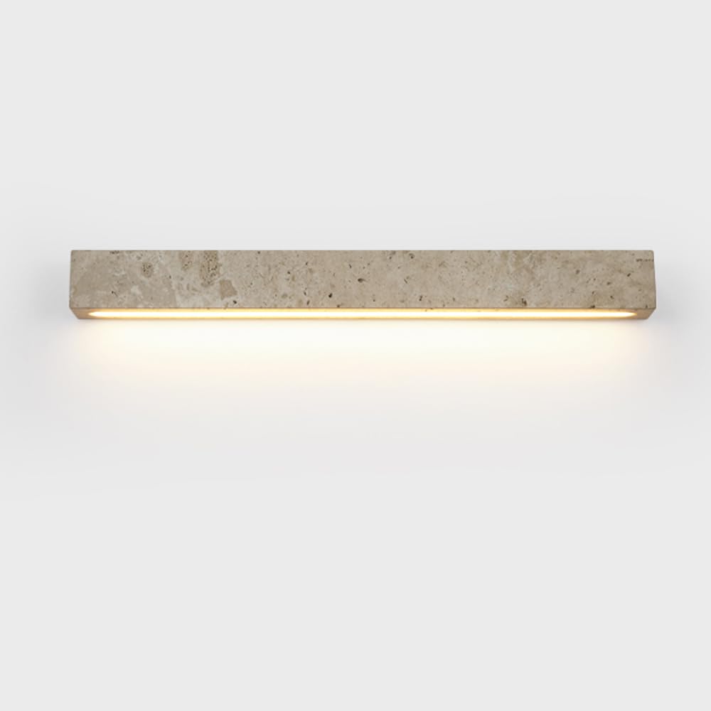 Natural Stone Vanity Light Fixture Farmhouse Wood Linear Wall Sconce Bar Long Bathroom Wall Light Mid Century Modern Wall Lamp Hallway Wall Sconce for Bedroom Living Room Kitchen Staircase