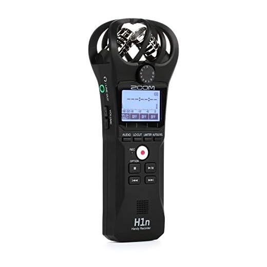 Zoom Gravador portátil H1n, microfones estéreo integrados, montagem na câmera, grava em cartão SD, compacto, microfone USB, overdubbing, ditado, para gravação de música, áudio para vídeo e entrevistas