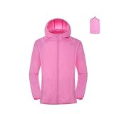 NDSJAIE Wasserdichter Poncho Camping Regenjacke Herren Damen Wasserdichte Sonnenschutzkleidung Angeln Jagdkleidung Schnelltrocknende Windjacke Mit Tasche Für Outdoor-Aktivitäten(Unisex-Pink,S)