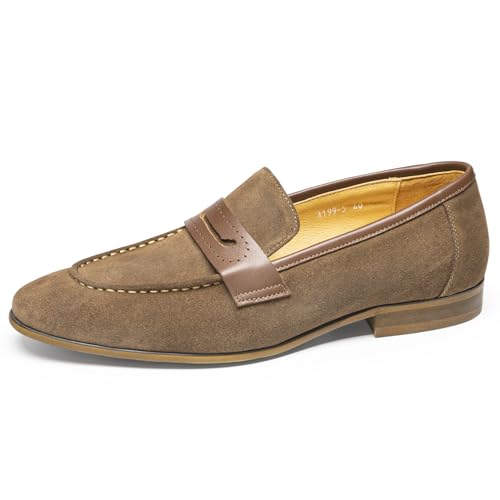 Men's Loafers & Slip-Ons - Genuine Leather Penny Loafers | Classic Dress Shoes with Coin Slot for Business Formal