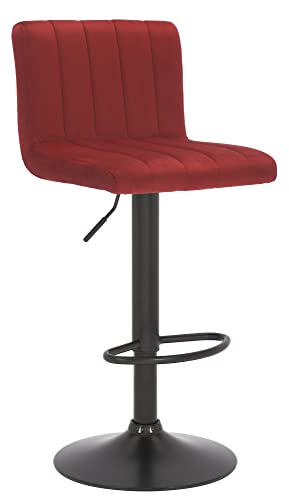 CLP Tabouret De Bar Jamie en Velours I Chaise Haute De Bistrot avec Repose-Pieds Hauteur Réglable Pivotant, Couleur:Rouge
