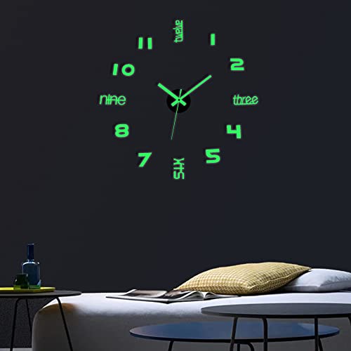 Cooltto Horloge Murale Lumineuse DIY 40cm Moderne Mute Silencieuse Grand Pendule Murale avec 3D Miroir Acrylique Autocollant Montre Décoration pour Maison Bureau Chambre (Batterie Non Inclus)- Z043 Cover
