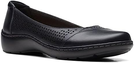 Clarks Women's Cora Iris Ballet Flat, Black Leather, 9 | Image 3