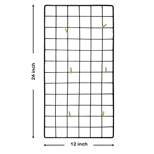 Art Street DIY Metal Photo Grid Wall for Photo Hanging,Photo Collage, Wall Decoration with Photo Clips (Black, 2 ft x 1 ft)