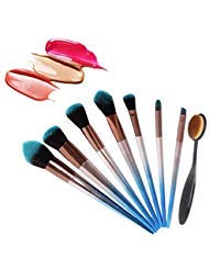 Ruigoon Colorful Makeup Brushes Set With Highlight Fan Brush, Beautiful Blue White Toothbrush Powder Eyebrow Eyeshadow Nose Shading Highlight Blush Bronzer Power Brush