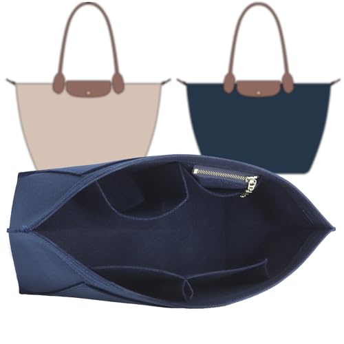 Doxo Longchamp Inserção organizadora média, bolsa organizadora adequada para Le pliage, mantém as bolsas em forma e organizadas (azul-marinho, M)