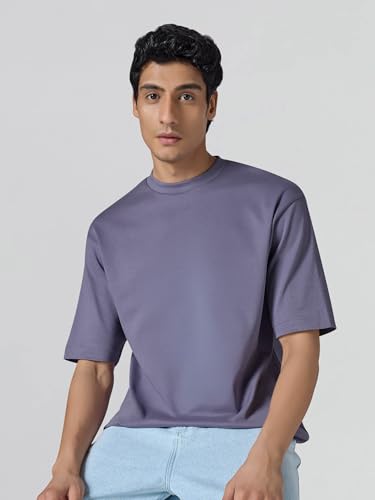 Image of XYXX Drift Oversized Tshirt for Men | 100% Combed Cotton | Solid Roundneck Drop Shoulders Half-Sleeve T Shirt