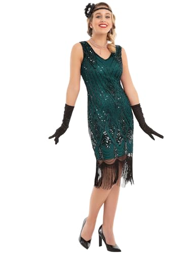Image of PrettyGuide Women 1920s Gatsby Cocktail Sequin Art Deco Flapper Dress