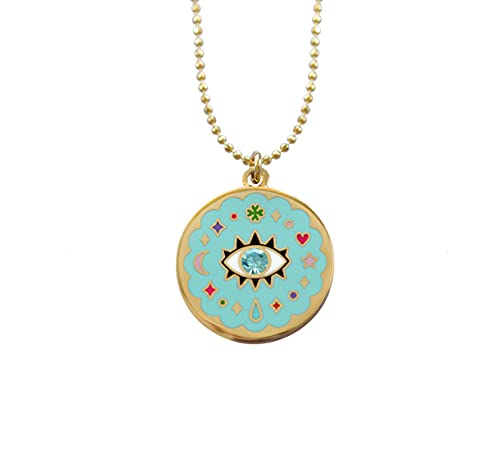 Blue Evil Eye Necklace, Evil Eye Pendant, Lucky Necklace, Good Luck Charm, Protection Necklace, Enamel Necklace, Gift for her, Wish Necklace, Blue Enamel Necklace