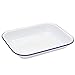 Enamelware Small Roasting Pan - Solid White with Blue Rim