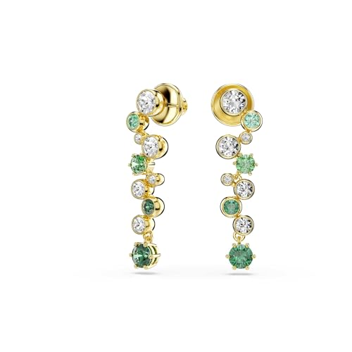 Swarovski Constella drop earrings, Mixed cuts, Green, Gold-tone Finish2